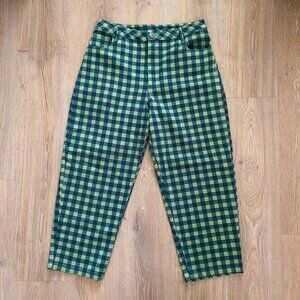 Lucy & Yak Drew Straight Leg Twill Trousers in Gabriella Gingham Print